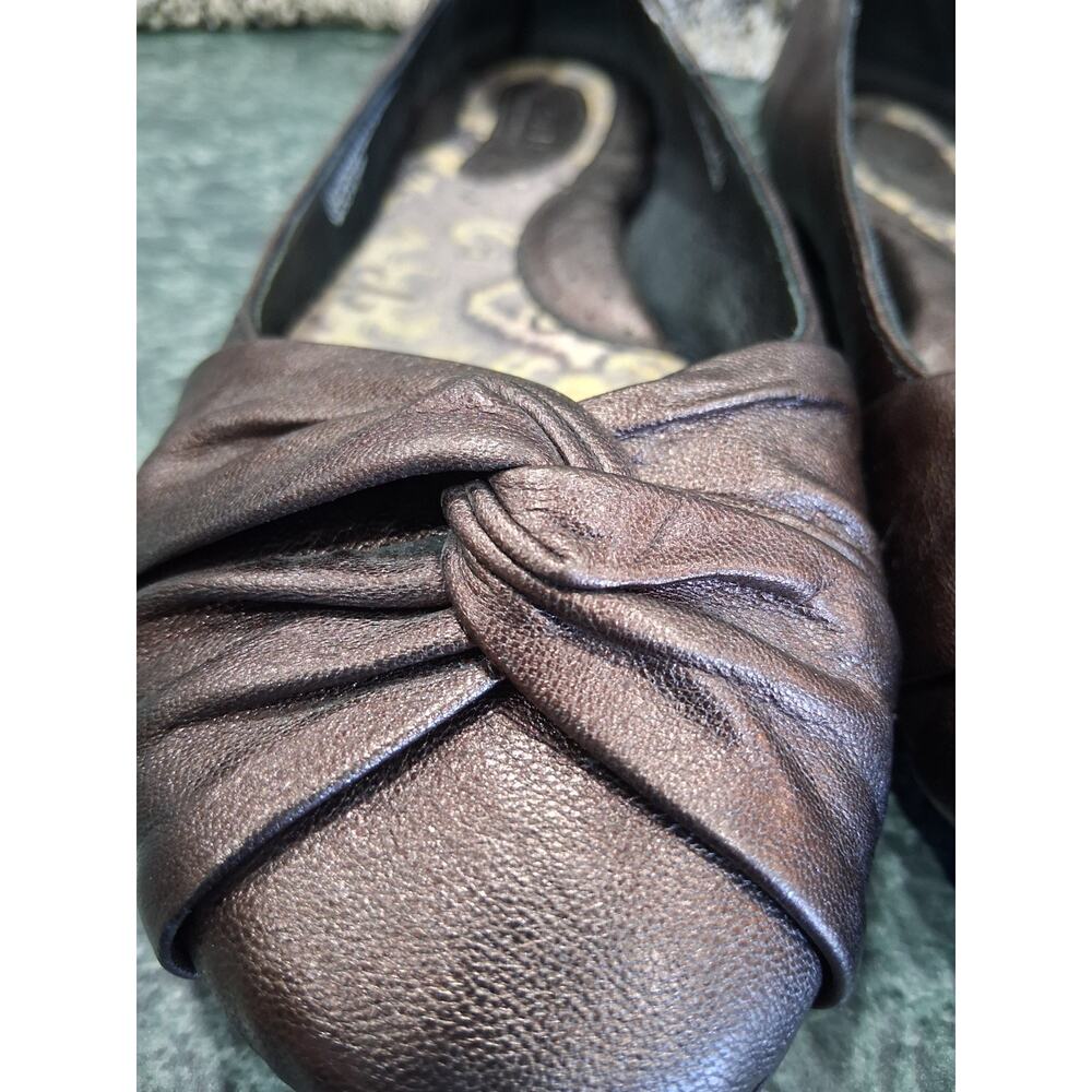 Born Lilly Metallic Bronze Leather Ballet Flats Womens Sz 8 Slide On Twist Knot - Picture 12 of 13